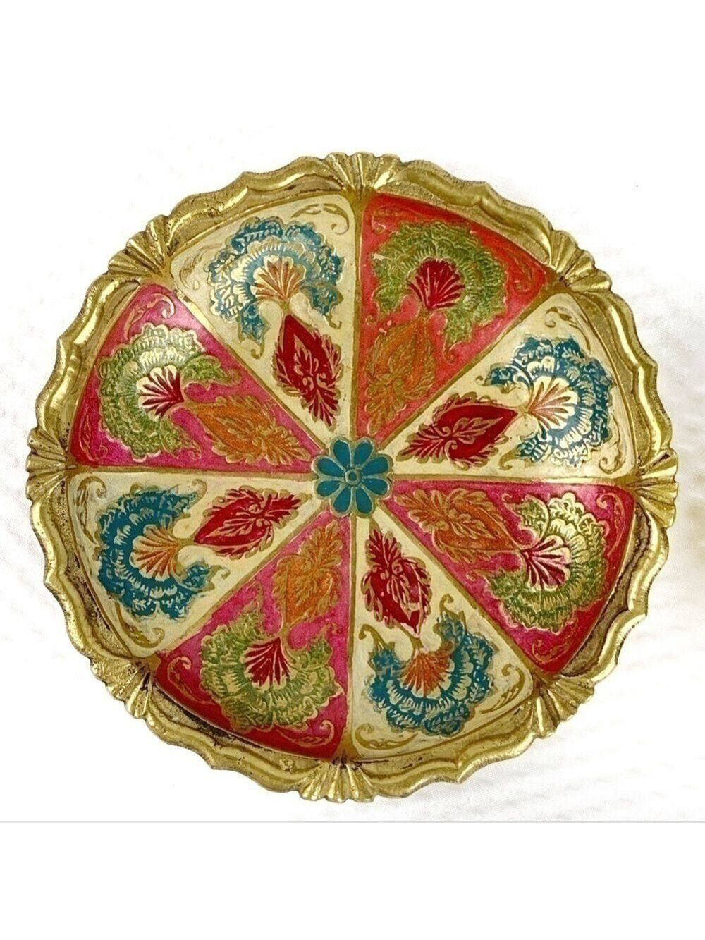 EUC-PAINTED/ENAMEL/ETCHED carved edges brass plate